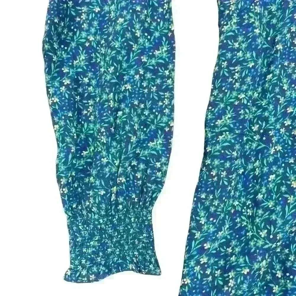 Boden Girls Blue Floral A-Symmetrical dress with zip up back Size 13-14 Y